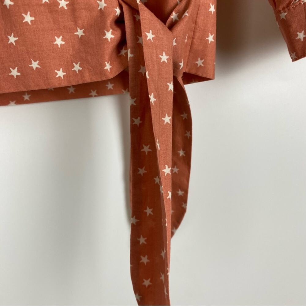 Madewell Star Scatter Wrap Top Coral Orange Womens Size Small - Picture 7 of 11